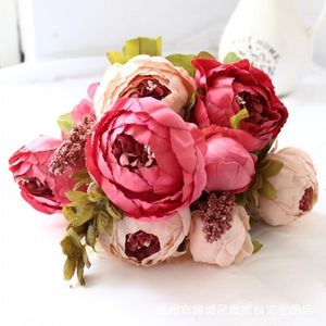 Flores decorativas 8 unids/pack flor artificial decoración del hogar ocho cabezas peonía china boda Live Prop amigo regalo ramo