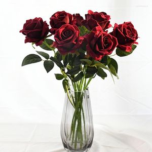 Decoratieve bloemen 8 stks romantische rozen kunstmatige bloem diy rood witte zijden nep voor feest huis bruiloft decoratie valentijnsdag