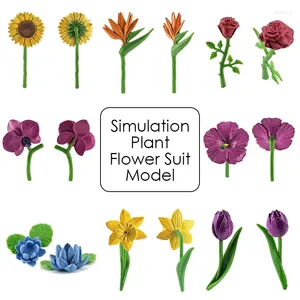 Flores decorativas 8pcs/set simulación planta modelo flor artificial pvc juguetes para niños realistas regalos decoración de kindergarten suministros educación