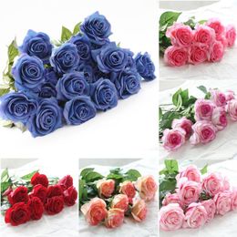 Decoratieve bloemen 8 -stks Touch Real Latex Rose Silk Artificial Bouquet Bridal Bridesmeisje Wedding Party Home Decor