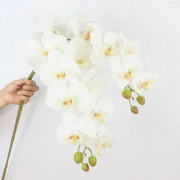 Fleurs décoratives 9 têtes de fleurs orchidée artificielle haut de gamme 3D Real Touch décoration de mariage décor de chambre à la maison simuler Phalaenopsis Amabilis