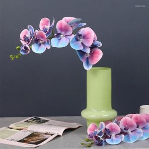 Decoratieve Bloemen 9 Hoofden Grote Orchidee Tak Afdrukken Kunstmatige Home Decor Real Touch Bloemenkrans Gedroogde Tuindecoratie