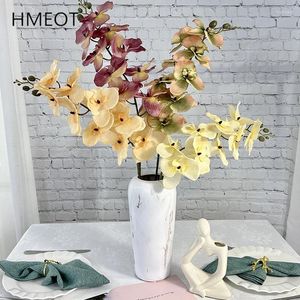 Decoratieve bloemen 9 hoofden orchidee kunstmatige bloemtak herfst huistafel decor phalaenopsis bruiloft bloemen arrangement accessoires po