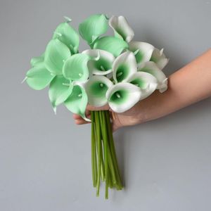 Fleurs décoratives 9 Menthe Calla Lily Real Touch Faux Seafoam Mariages Vert Mariage DIY Bouquet Table Centre de table