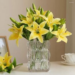 Fleurs décoratives 9 pcs Lily artificiel pour Pâques réaliste blanc faux tigre lys de printemps table maître