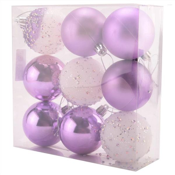 Flores Decorativas 9 Piezas Adornos de Bolas de Navidad Decoraciones para árboles de Navidad Bolas Colgantes para decoración de Fiesta del año en casa - Púrpura de 2,36 Pulgadas