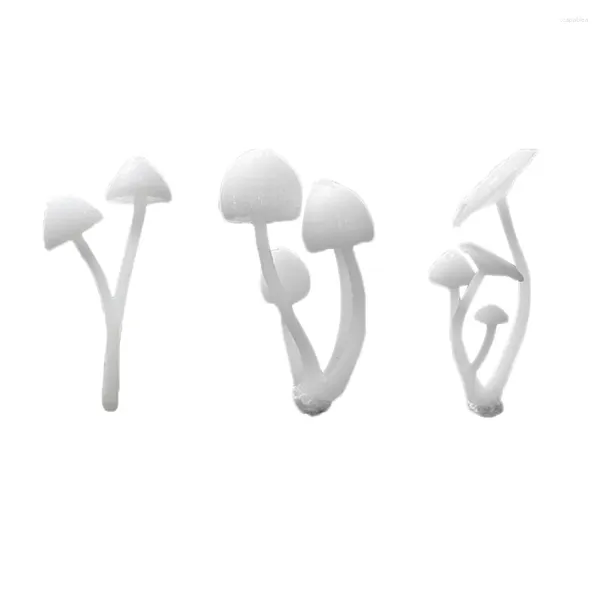 Fleurs décoratives 9 pièces Mini récipients en plastique Micro paysage ornement champignon conception fournitures artisanales modèle Miniature décoration blanche
