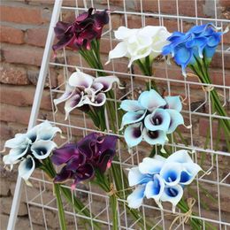 Decoratieve bloemen 9 stuks Calla Lily Wedding Bouquet Latex Center Decoratie Bloemarrangement Fake