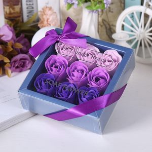 Decoratieve bloemen 9 Rose Soap Flower Gift Box voor bruiloft Verjaardagsfeest Event Decor Roses Diy Bouquet Moederdag