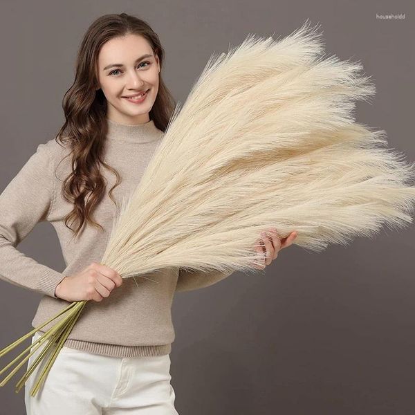 Flores decorativas 90/120 cm Pampas Grass Ramo artificial para la decoración del hogar Jardín Decoración de la boda Al aire libre Simulación falsa Reed