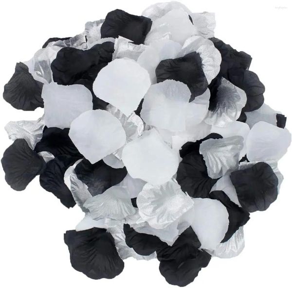 Fleurs décoratives 900pcs blanc argent noir artificiel silk rose pétales vase table dispersion confetti couloir coureur de mariage événements