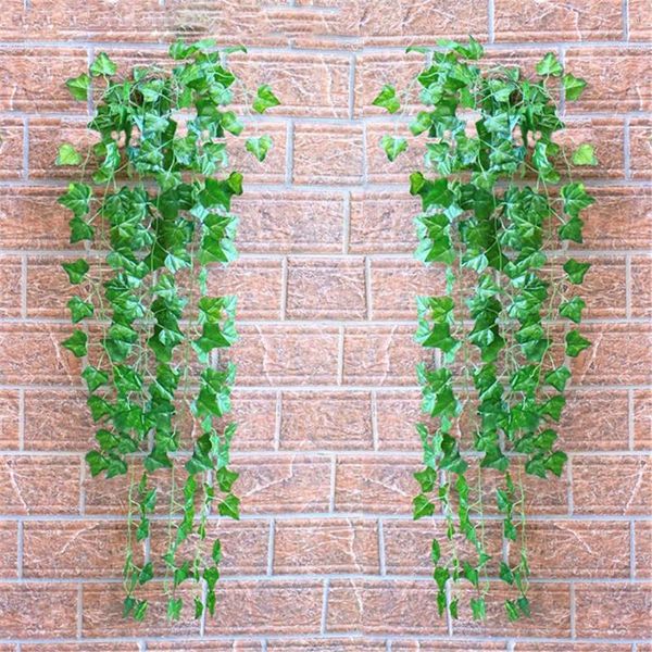 Flores decorativas 90cm plantas artificiales hojas de vid verde colgante de pared falso DIY adornos de jardín para el hogar casa patio balcón decoración