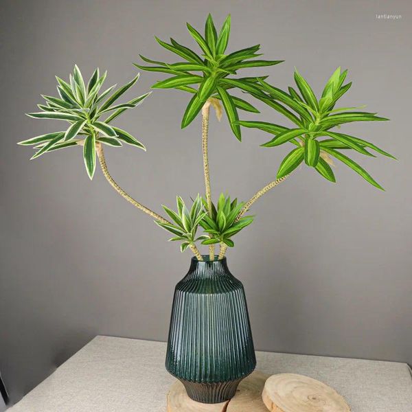 Fleurs décoratives 90 cm grandes branches de Dracaena Reflexa artificielles plantes de bureau lys vert bouquet d'arbre de bambou pour la décoration de bureau à domicile