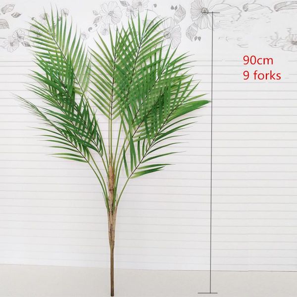 Fleurs décoratives 90CM9 Fourchette Artificielle Grand Palmier Plantes En Plastique Tropicales Vert Faux Paysage Intérieur El Balcon Décoration De Noël