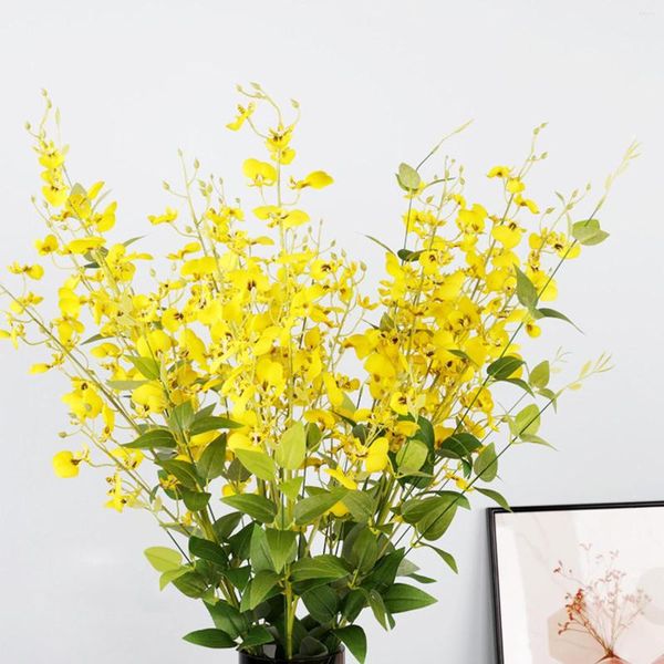 Flores decorativas 92 cm 5 horquillas orquídeas de mando de baile decoración de flores artificiales falsas ramas de planta decoración de la sala del hogar