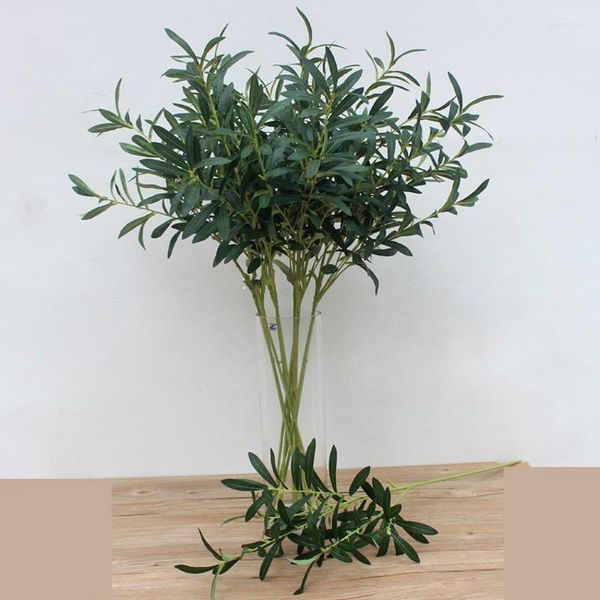 Fleurs décoratives 92CM 6 fourchette vert branche d'olivier artificielle Simulation plante maison mariage décoration fausse fleur noël