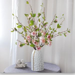 Flores decorativas 93 CM Rama de magnolia artificial con hojas Estilo chino Decoración suave para el hogar Flor falsa Boda