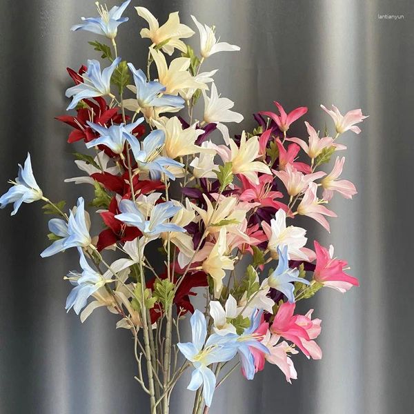 Fleurs décoratives 93 cm de long branche d'orchidées fleur de soie artificielle décor de fête de mariage faux bricolage maison salon Vase arrangement floral