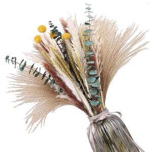 Decoratieve bloemen 93PCS Multiduty Gift Natural Bouquet Home Decor Handige opslag Diy Artificial Gedroogd föhn droge pampas gras kleurrijk