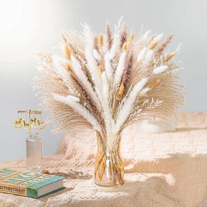 Fleurs décoratives 93 pièces, mélange d'herbes de Pampas naturelles, Bouquet séché pour mariage, style Boho, décoration de Table pour la maison, bureau, ferme rustique