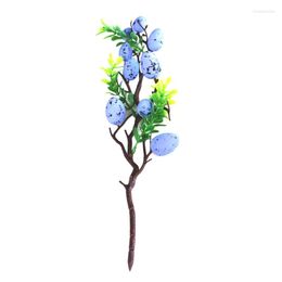 Fleurs décoratives 95 Décoration de Pâques Oeufs Arbre Branches de plantes artificielles Oiseaux peints Feuilles vertes Bouquets de simulation Ornements