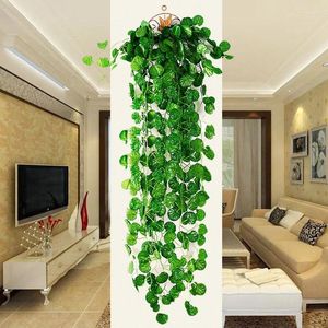 Fleurs décoratives 95cm, fausses plantes artificielles suspendues, feuillage vert, feuilles d'herbe pour la maison, décoration de fête de mariage