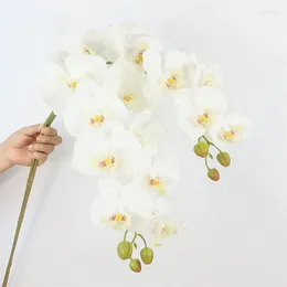 Decorative Flowers 98CM 9 Heads Silk Orchid Phalaenopsis DIY Wedding Floral Bouquet Artificial Plants Fake Butterfly Home Decor