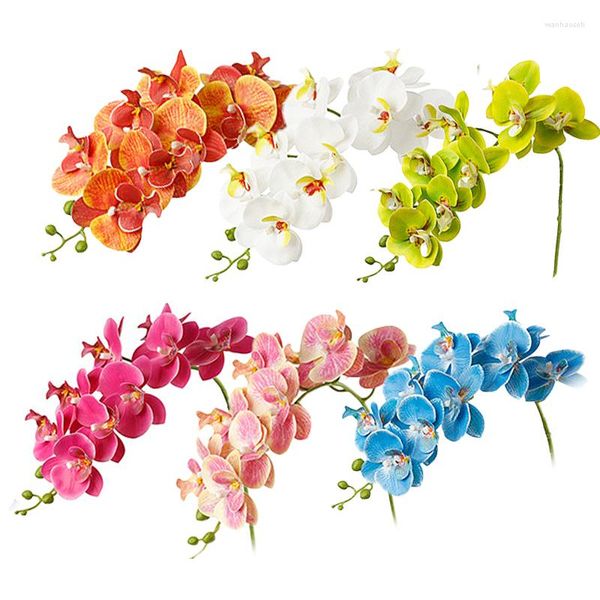 Flores decorativas 98 cm Látex 9 cabezas Orquídea mariposa artificial 29 colores Tamaño grande Falso Phalaenopsis Silicon PU Real Touch Wedding Home