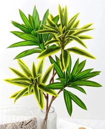 Decoratieve bloemen 98cm38.6In Artificial Palm Tree Goud rand groen plastic bamboe tak tropische potplant desktop wanddecoratie