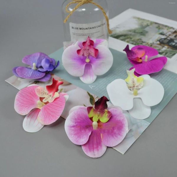 Fleurs décoratives 9cm petits tardifs artificiels phalaenopsis Butterfly Head pour les accessoires de tir de mariage de mariage de bricolage accessoires