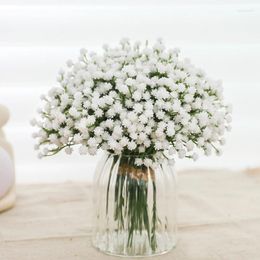 Decoratieve bloemen 9 stks kunstmatige plastic babysbreath bouquet zijde trouwhuis decoratie verjaardag cadeau wit nep bloem plakboeking