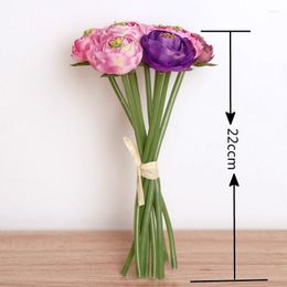 Fleurs décoratives 9 pièces/Bouquet soie artificielle vraie touche Simulation pivoine faux pour mariage maison Table décoration guirlande