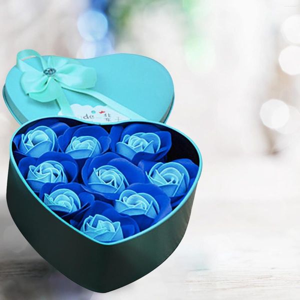 Flores Decorativas 9 Unids/Set Jabón para El Día De San Valentín Regalos De Pétalos De Rosa para Esposa Novia Festival De Bodas Flor Romántica Caja De Regalo En Forma De Corazón