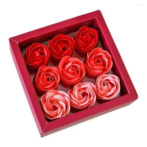Fleurs décoratives 9 pièces fleur de savon significative légère fabriquée à la main parfumée florale bain pétale de Rose pour le bureau