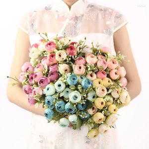 Fleurs décoratives Un bouquet de pivoines artificielles Roses Soie DIY Home Garden Party Décoration de mariage
