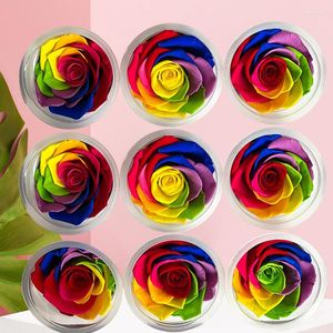 Fleurs décoratives A Grade Coloré Préservé Rose Tête Couleur Naturelle Changement Immortel Mariage Décor À La Maison Bouquet De Fleurs Éternel