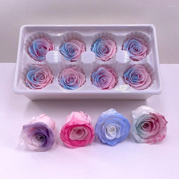 Fleurs décoratives A Grade Préservé Perle Couleur Rose Tête Éternelle Multi Métallique Dégradé Mariage Bureau À Domicile Décor Floral DIY Matériel