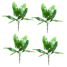 Decoratieve bloemen ABHU 4X kunstplanten tropische bladeren bananenboom faux palmblad van plant nep binnen buiten tuin bruiloft decor