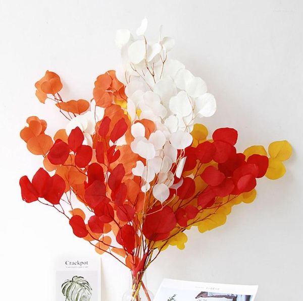 Flores decorativas de 2 a 3 uds., hojas de eucalipto Multicolor Real, manzana redonda seca Natural, eucalipto, hogar, oficina, tienda, decoración de fiesta