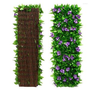 Fleurs décoratives clôture réglable extensible feuille artificielle treillis de jardin grande simulation de lierre accessoire de look unique pour les murs