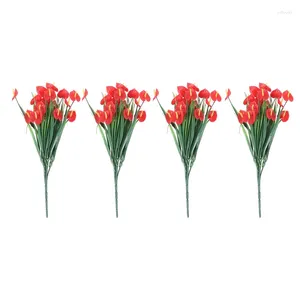 Fleurs décoratives afbc 4 bouquets artificiels faux faux anthurium plantes arbustes en plastique buissons verdurerie intérieure à l'extérieur