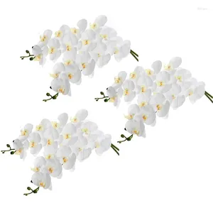 Flores Decorativas AFBC 6 Piezas 38 Pulgadas Orquídeas de Contacto Real Artificiales 9 Cabezas Tallos de Phalaenopsis de látex para Centros de Mesa de Boda DIY Cocina