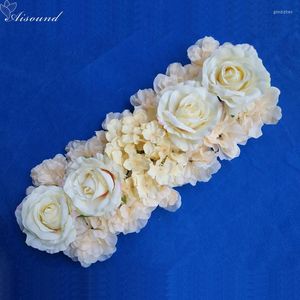 Fleurs décoratives Esound Artificial Silk Flower Wedding Road Hortensea Rose Floral Arch Pavilion Corners 2pcs / Lot