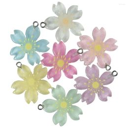 Decoratieve bloemen legering loops hars bungelen sleutelhanger sieraden maken veelkleurige kersenbloesem accessoires