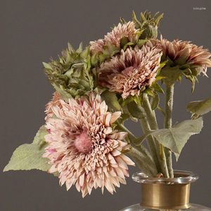 Flores decorativas América Estilo rústico Falso Super Beautiful 1 Bouquet Gunflowers Artificial Home Table Decor 5pcs