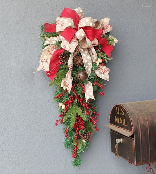 Flores decorativas Guirnalda hecha a mano americana Decoraciones navideñas Árbol al revés 60 cm / 90 cm Guirnalda de decoración de Navidad de fruta roja de uva