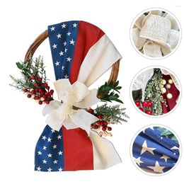 Fleurs décoratives American Independence Day Flower Wreath Decor Mur Mur suspendu Adorn