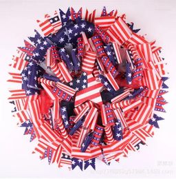 Fleurs décoratives American Independence Day Wreath Double Style Decoration Home Decoration Scène Scène suspendue Décorations