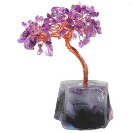 Fleurs décoratives Amethyst Tree Statue décor Crystal Ornement Stone de bureau