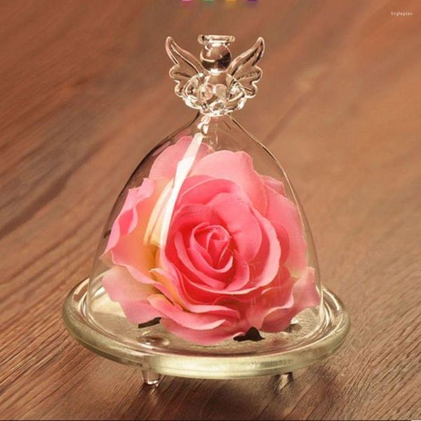 Flores decorativas Ángel rosas preservadas en vidrio para siempre rosa eterna regalo boda cumpleaños madre Día de San Valentín regalos para mujeres